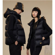 FOURDATRY 男女同款白鸭绒女黑金羽绒服2023冬新款情侣高端加厚时尚马甲外套