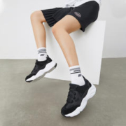SKECHERS 斯凯奇 女款厚底熊猫鞋 66666222-BLK