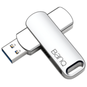 banq 256GB USB3.2 Gen1 U盘 F61高速版 银色 全金属电脑车载两用优盘360度旋转 移动商务大容量upan防震抗压