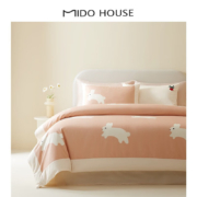 PLUS会员：MIDO HOUSE 铭都家居 全棉100支印花四件套 墩墩兔 1.8/2m床单款(被套220*240cm)