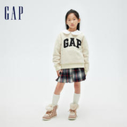 Gap 盖璞 男女童秋季2023LOGO仿羊羔绒卫衣儿童装保暖上衣785090