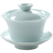 左茗右器 青瓷盖碗茶杯 景德镇陶瓷三才杯 泡茶碗 功夫茶具家用泡茶器 富贵粉青盖碗