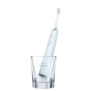 飞利浦(PHILIPS)电动牙刷钻石系列声波震动牙刷(配2只刷头+充电旅行盒、玻璃杯)送礼必备白钻HX9332/04
