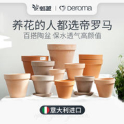 DEROMA 虹越帝罗马陶土花盆家用兰花多肉铜钱草专用透气陶瓷大号托盘陶盆