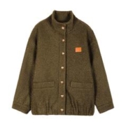 a02 圈圈呢夹棉棒球服女落肩袖廓形夹克宽松休闲棉衣
