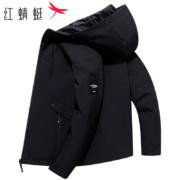 PLUS会员：RED DRAGONFLY 红蜻蜓 夹克男商务休闲时尚简约百搭宽松舒适连帽上衣外套 黑色