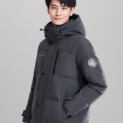SNOWFLYING雪中飞 男士“H”版型印花立领连帽羽绒服