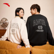 ANTA 安踏 复古美式加绒卫衣男女同款冬季新款宽松情侣套头衫针织上衣