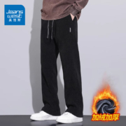 Jeanswest 真维斯 宽松直筒长裤灯芯绒男裤 3008黑色R 加绒款 2XL