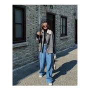 FOURDATRY 双面女100%羊毛大衣小个子23年秋冬新款韩版气质短款毛呢大衣外套 深灰色 S