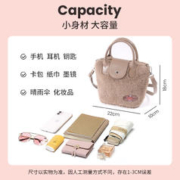 BANDGEWOO 阪织屋 秋冬女士包包加绒加厚动漫联名印花外出便携绒绒包