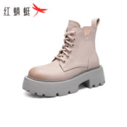 红蜻蜓 Angelababy明星同款红蜻蜓软糖马丁靴2023秋季新款女鞋增高短靴子