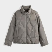 GXG 2023新品冬季简约休闲压印印花保暖立领短款羽绒服鸭绒外套男