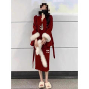 BTTKDL 深秋冬装搭配一整套龙年本命年红色战袍上衣小香风套装连衣裙