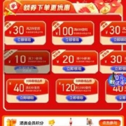 即享好券：京东年货节 可叠万券 满199-20/399-50元 等自营酒水补贴券