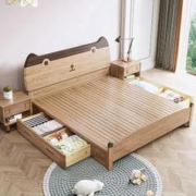 智兆儿童床男孩女孩单人床女生卧室卡通学生白腊木实木床清仓