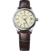 Grand Seiko  冠蓝狮gs机械复古奶油面鳄鱼皮表带正装大三针男表 SBGM221G