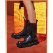 22日10点：SKECHERS 斯凯奇 167345-BBK 女士厚底马丁靴 中筒靴