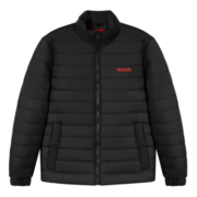 HUGO BOSS 雨果博斯  男士绗缝LOGO徽标立领夹克外套 新年礼物 黑色 50468719 001 L
