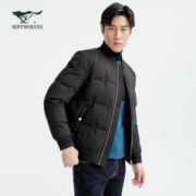 七匹狼 羽绒服男秋冬季连帽外套时尚男士加厚保暖防风衣男装立领款