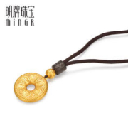 minGR 明牌珠宝 黄金吊坠 传家金足金古法六字箴言妙音佩AFC0446 计价