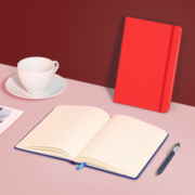 齐心（Comix）笔记本子A5/122张皮面记事本 商务办公会议记事本日记本文具用品 红色 C5902