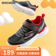 SKECHERS 斯凯奇 童鞋2024春季新款儿童魔术贴运动鞋轻便跑步鞋时尚休闲鞋男童女童 BKRD/男童 38码