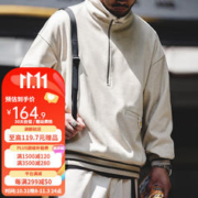 MADEN 马登 工装 美式复古半拉链重磅卫衣宽松翻领常春藤学院风套头