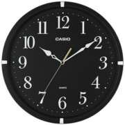 卡西欧（CASIO）挂钟客厅创意家用钟表简约圆形壁钟卧室扫秒时钟 挂墙石英钟表 IQ-88-1PF黑色