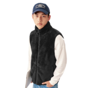 网易严选男式基础摇粒绒外套【新品】冲锋衣内胆保暖珊瑚绒夹克 珊瑚绒(长绒)-背心-墨黑色升级款 L（175/96A）