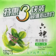 plus会员、概率券：六神【家庭3块装】绿茶甘草香皂125g*3