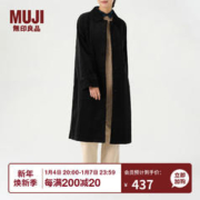 MUJI 無印良品 无印良品（MUJI）女式 木棉混 灯芯绒大衣 中长款翻领外套女款秋冬季款 BDE91C3A 黑色