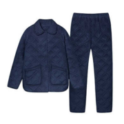 京东百亿补贴：京东京造 夹棉加厚抑菌男式家居服套装 藏青色XL