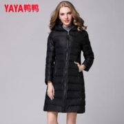 YAYA 鸭鸭羽绒服 鸭鸭中长款连帽羽绒服轻型羽绒保暖御寒直筒修身时尚女士外套