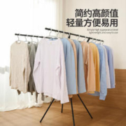 礼奈 落地晾衣架折叠双杆式凉晒衣架室内阳台置物晾衣杆卧室衣架晒衣架 黑色