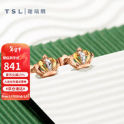 TSL 谢瑞麟 BA820 镂空皇冠18K玫瑰金耳钉