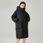 雪中飞 女式长款羽绒服纯色简约23年新款保暖防风外套女