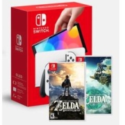 京东百亿补贴：Nintendo 任天堂 日版 Switch OLED 游戏主机 白色+荒野之息+王国之泪（加赠2年会员）