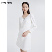Five Plus 5+ 女秋装法式气质连衣裙高腰长袖小众裙子轻熟风