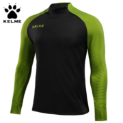 KELME/卡尔美足球训练服长袖保暖针织套头运动卫衣男3871301 黑/荧光黄 L