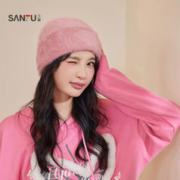 SANFU 三福 帽子毛绒绒保暖百搭时尚潮流防风盆帽冷帽秋冬季女士2024新款