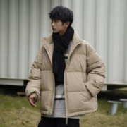 GOLFCROSS 冬季简约立领宽松纯色保暖防寒男式羽绒服外套