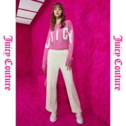 Juicy Couture 橘滋 梅子果酱跨袖logo大字母提花女式针织衫