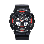 卡西欧（CASIO）G-SHOCK【王鹤棣同款】防水防震户外运动男士手表礼物送男友 GA-100-1A4 黑红