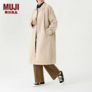 MUJI 無印良品 无印良品（MUJI）女式 木棉混 灯芯绒大衣 中长款翻领外套女款秋冬季款 BDE91C3A 米白色 L(165/88A)