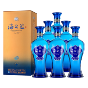 京东百亿补贴：洋河 海之蓝 蓝色经典 绵柔浓香型白酒 42度 375mL 6瓶 整箱装