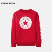 Converse匡威儿童装男童套头卫衣秋季长袖毛圈圆领上衣女童运动休闲打底衫 探戈红-加绒 120(6)
