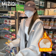 MIZIQI 米子旗 女士连帽加绒短外套