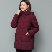 雪中飞 女式中老年羽绒服时尚保暖舒适连帽品质90鸭绒羽绒服女中长款