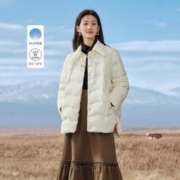 INMAN 茵曼 时尚百搭短款羽绒服女2023冬季新款轻薄蝴蝶领宽松休闲外套